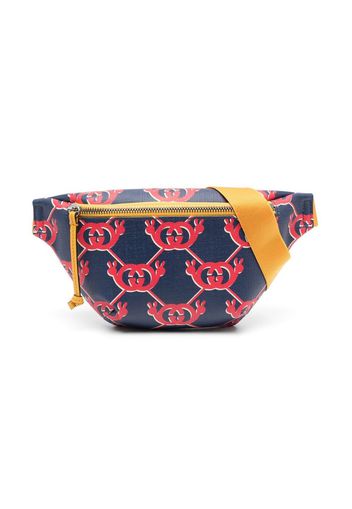 Gucci Kids monogram leather belt bag - Blu