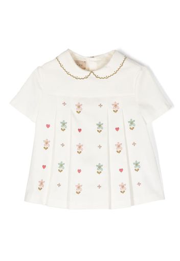 Gucci Kids floral-embroidered peplum blouse - Bianco