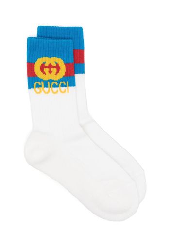 Gucci Kids stripe-trim logo-knit socks - Bianco