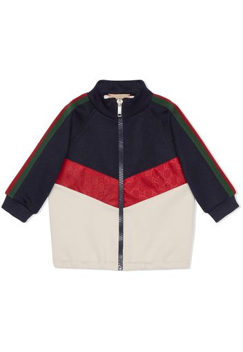 Gucci Kids scuba jersey zipped bomber jacket - Blu