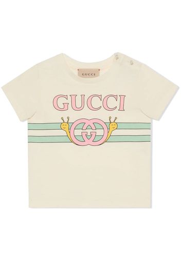 Gucci Kids snail print cotton T-shirt - Toni neutri