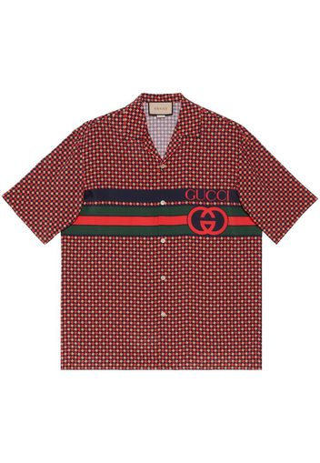 Gucci geometric houndstooth-print bowling shirt - Rosso