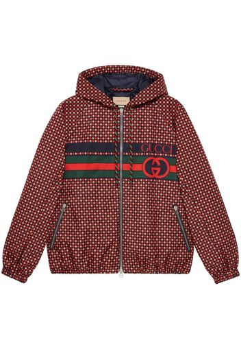 Gucci geometric-houndstooth hooded zip jacket - Blu