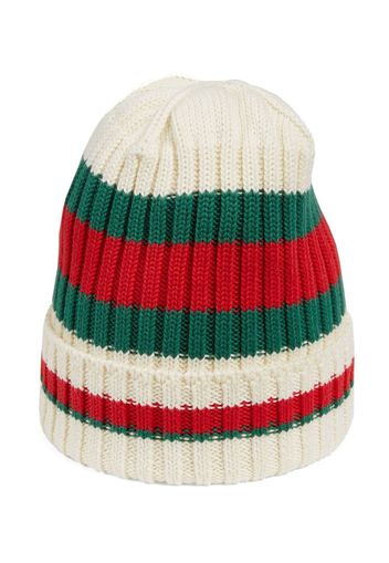 Gucci Kids Web knit beanie hat - Bianco