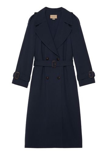 Gucci double-breasted wool trench coat - Blu