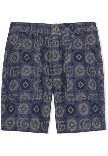 Gucci Kids monogram-jacquard denim shorts - Blu