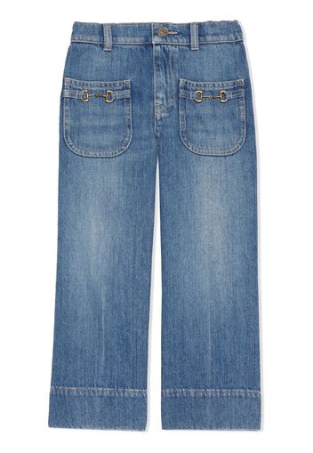 Gucci Kids Horsebit-detail denim jeans - Blu