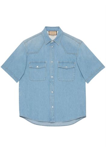 Gucci Camicia a maniche corte denim - Blu