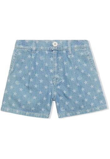 Gucci Kids Shorts denim con stampa - Blu