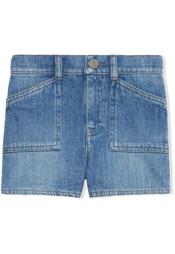 Gucci Kids Shorts denim con ricamo - Blu