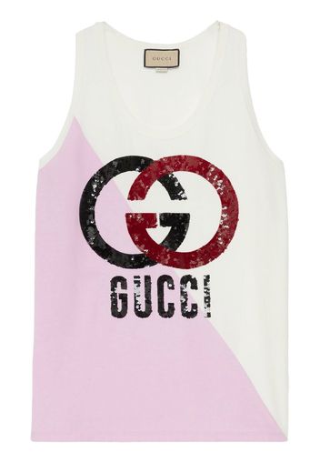 Gucci Interlocking G sequin-embellished tank top - Bianco