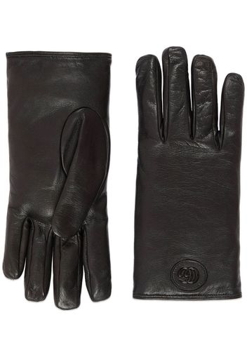 Gucci logo-plaque leather gloves - Nero