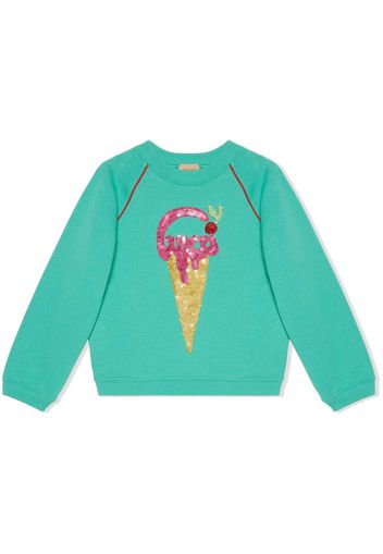 Gucci Kids Felpa Ice Cream con paillettes - Verde