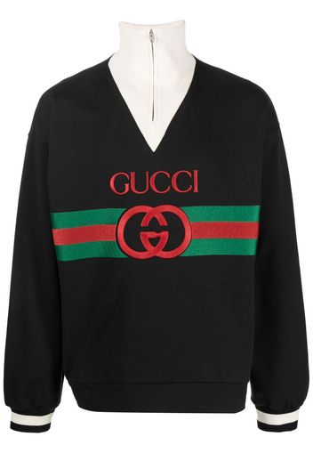 Gucci embroidered-logo high-neck sweatshirt - 1283 BLACK