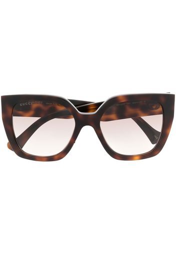 Gucci Eyewear Occhiali da sole squadrati con effetto tartarugato - Marrone