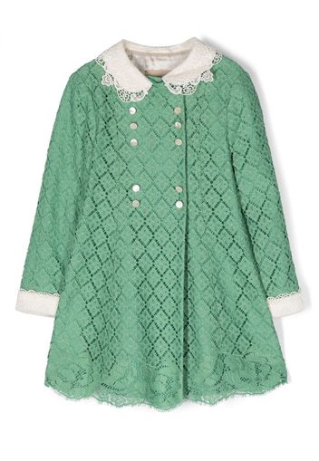 Gucci Kids double-breasted lace embroidery jacket - Verde