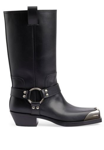 Gucci harness detail leather boots - Nero