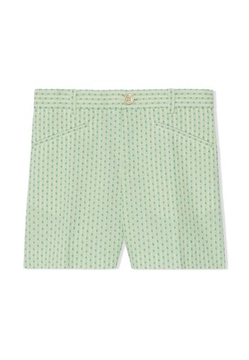 Gucci Kids GG intarsia-knit cotton shorts - Verde