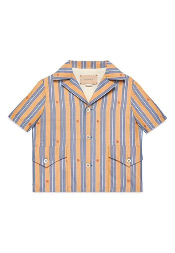 Gucci Kids embroidered-logo striped shirt - Arancione