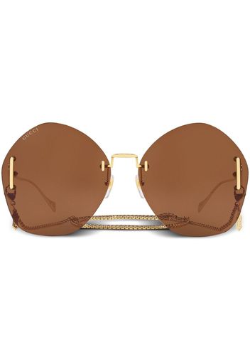 Gucci Eyewear frameless logo-engraved sunglasses - Oro