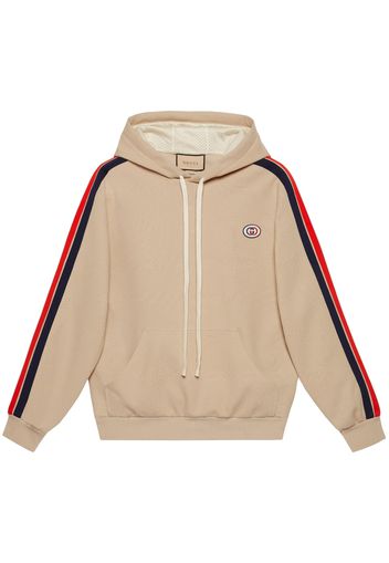 Gucci stripe-detail GG hoodie - Toni neutri