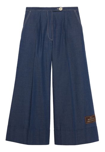 Gucci logo-patch wide-leg trousers - Blu