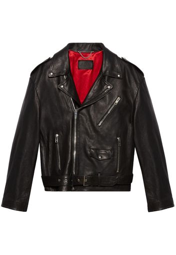 Gucci oversize biker leather jacket - Nero