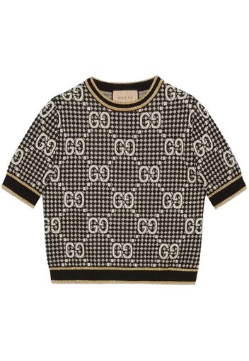 Gucci GG-monogram jacquard short-sleeve top - Nero