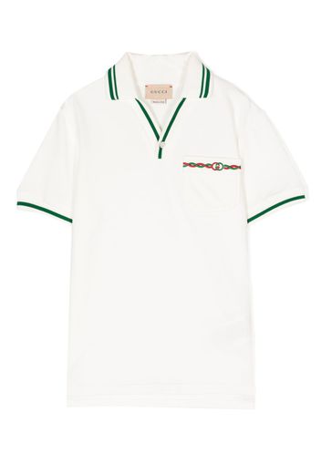 Gucci Kids contrast-trim polo shirt - Bianco