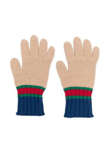 Gucci Kids striped knitted wool gloves - Toni neutri