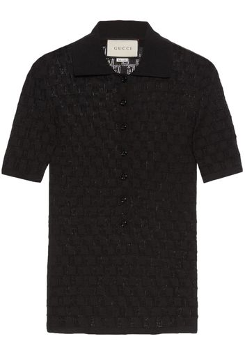 Gucci monogram-pattern silk-cotton polo shirt - Nero