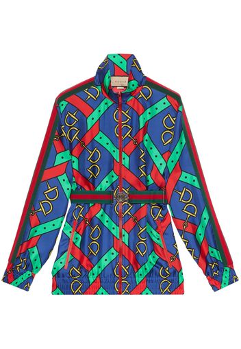 Gucci Horsebit strap-print silk jacket - Blu