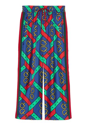 Gucci graphic-print silk cropped trousers - Blu