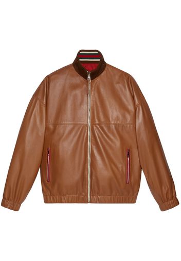 Gucci Bomber in pelle - Marrone