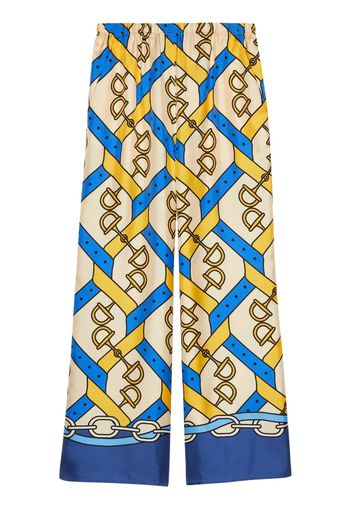 Gucci Horsebit-print silk pants - Giallo