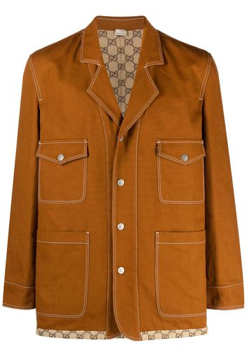 Gucci monogram-pattern reversible jacket - Marrone