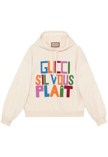 Gucci logo-patch cotton hoodie - Bianco