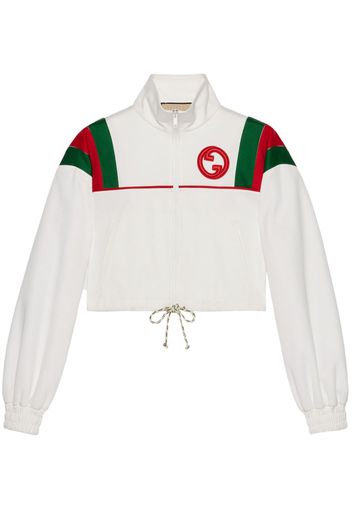 Gucci Web-stripe zipped cropped jacket - Bianco