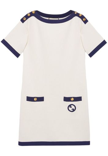 Gucci logo-patch short-sleeve dress - Bianco