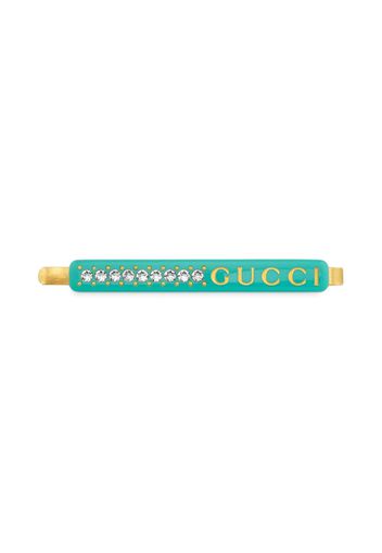 Gucci logo-print crystal-embellished hair clip - Verde