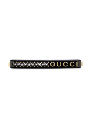 Gucci logo-print crystal-embellished hair clip - Nero