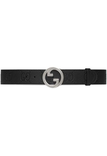 Gucci Blondie debossed leather belt - Nero