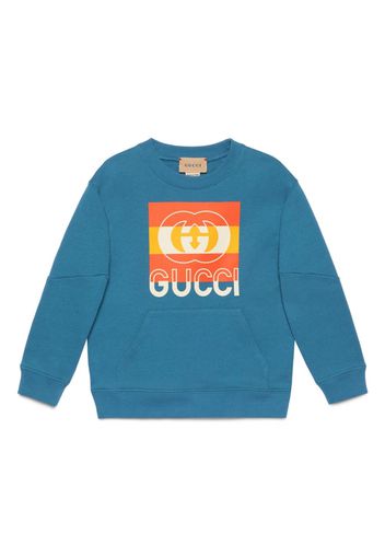 Gucci Kids Web-print cotton sweatshirt - Blu