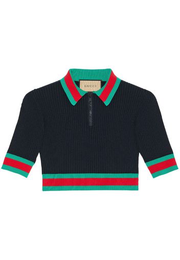 Gucci ribbed-knit cropped top - Blu