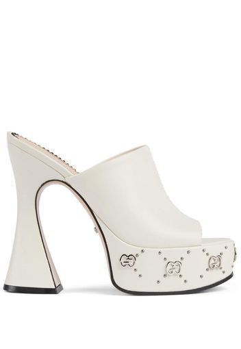 Gucci GG-studded 110mm platform mules - Bianco