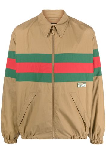 Gucci Web-stripe zip-up shirt jacket - Marrone