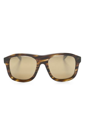 Gucci Eyewear Occhiali da sole squadrati con placca logo - Marrone