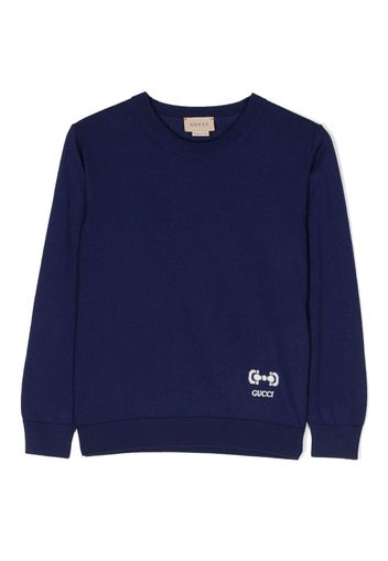 Gucci Kids logo-print cotton sweatshirt - Blu