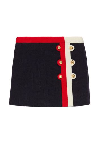 Gucci Kids decorative-button wool skirt - Blu