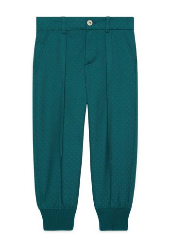 Gucci Kids Pantalone da jogging in lana con G Quadro mini - Verde